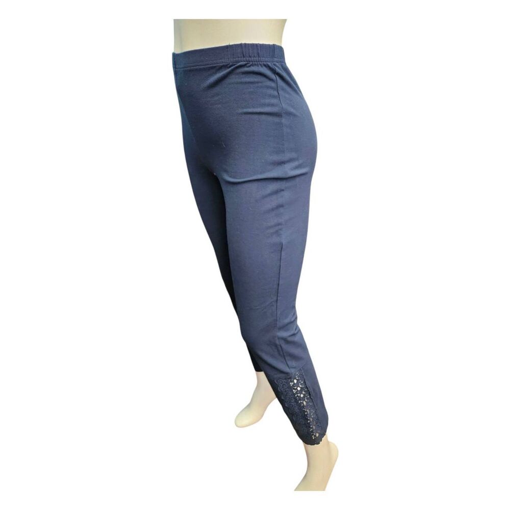 Women with Control Blue Stretch Skinny Pants Lacey Ankle Womens Size XS - Picture 2 of 9